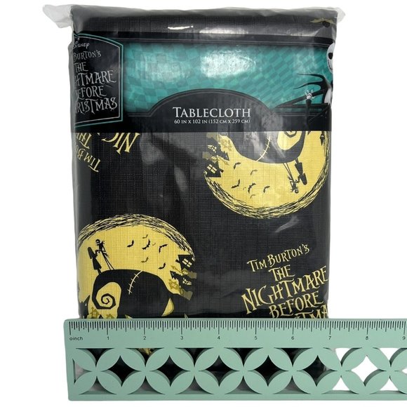 Disney Nightmare Before Christmas Tablecloth 60"X102" Oogie Boogie Black Yellow - Picture 9 of 12